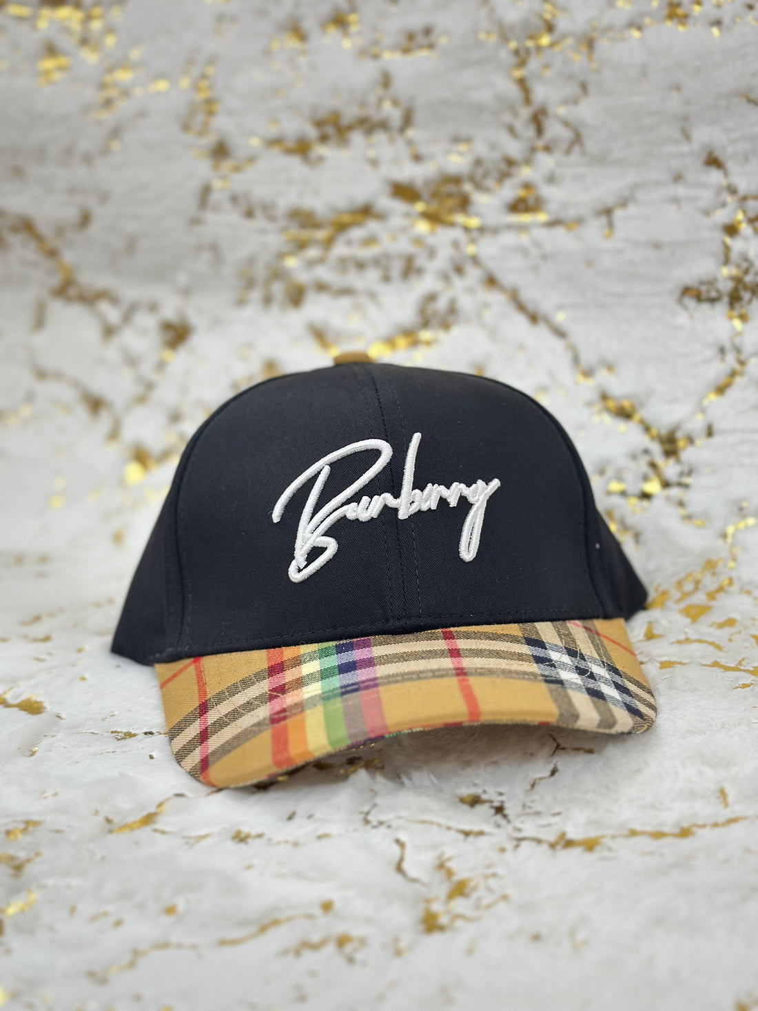 Elitecaps™ Burberry Black Signature Check Cap Premium Luxury Streetwear
