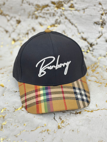 Elitecaps™ Burberry Black Signature Check Cap Premium Luxury Streetwear