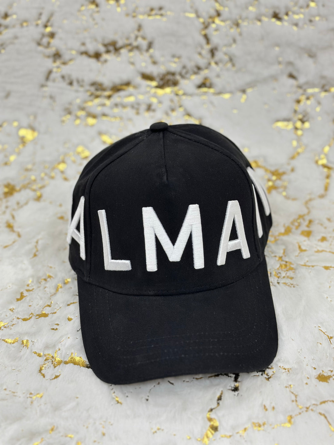 Elitecaps™ Balmain Black & White Logo Cap – Premium Luxury Streetwear