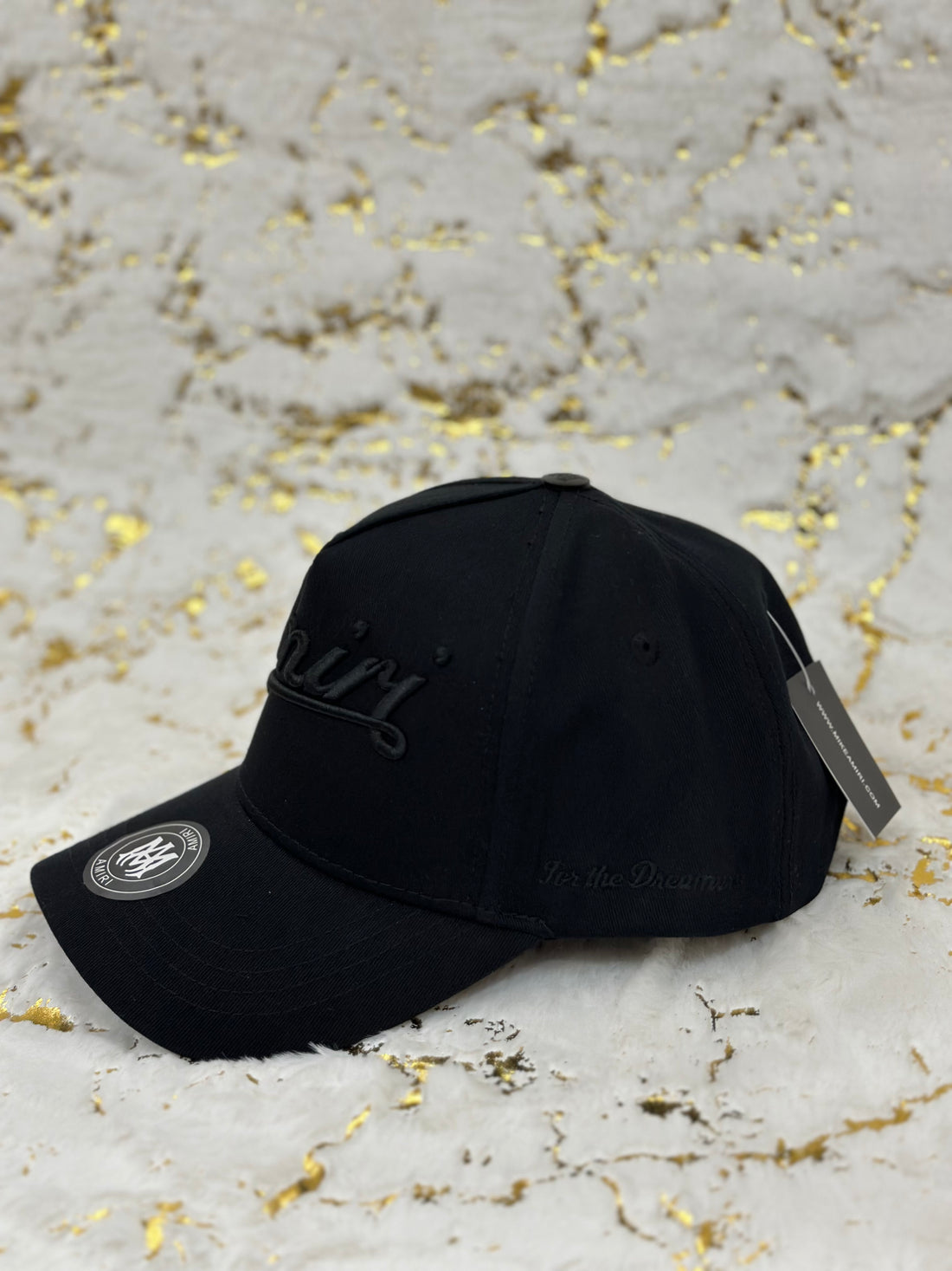 Elitecaps™ AMIRI Signature Black Script Cap – Premium Luxury Streetwear